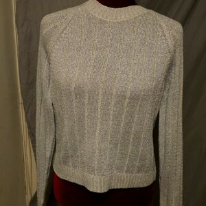 Vero Moda Silver Crew Neck Sweater with Ribbed Texture